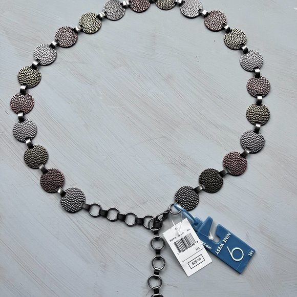 Nine West Women's Belt Metal Disc Round Medallion Silver Gold Bronze M/L (NWT) - Picture 6 of 7